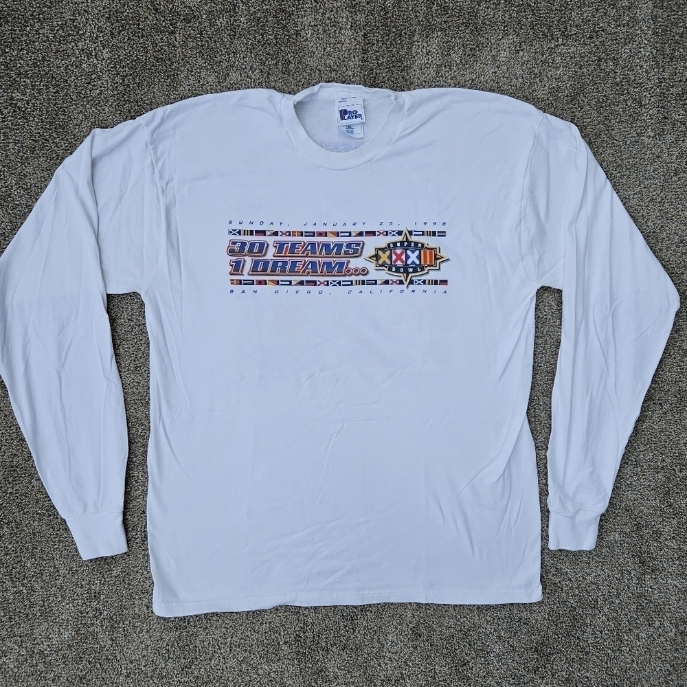 Vintage 1998 Super Bowl XXXII 32 30 Teams 1 Dream Long Sleeve Shirt Men Size XXL